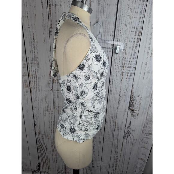 Tommy Hilfiger Printed Ruched Halter Tankini Top Blossom Sketch Black White XXL - Picture 3 of 4